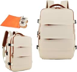 Mochila de Viagem Masculina Feminina Reforçada Executiva Grande Mochila para Notebook Trabalho Viagem Escola com Cabo de Aço Impermeável com Saídas USB Unissex + Capa para Tenis