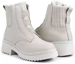 Bota Feminina de Inverno em Couro Forrada com Lã Impermeável - Chicago