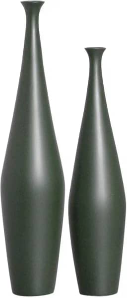 Dupla Vaso de Chão de Cerâmica Verde Faenza M e P Lúpulo Decoração de Sala