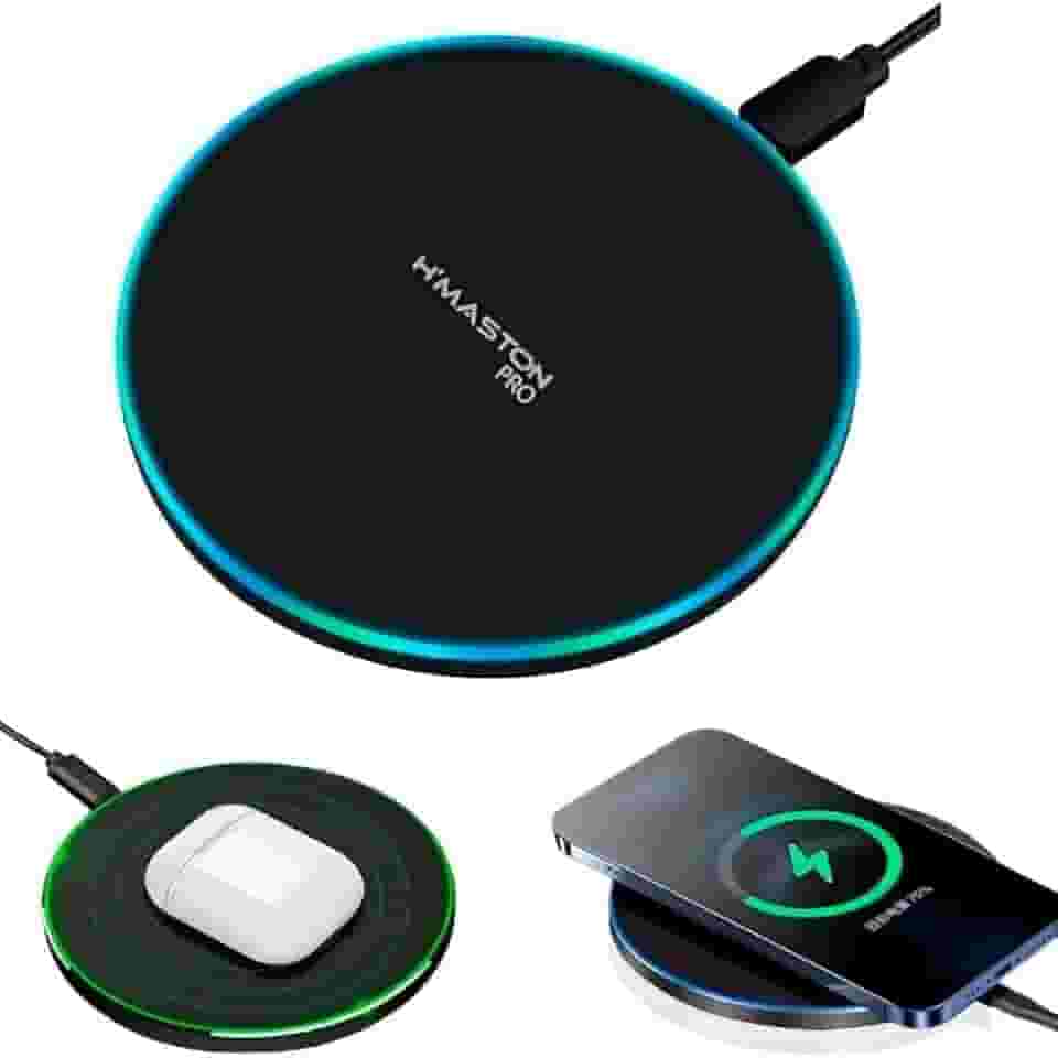 Carregador Rápido sem fio 20W compatível com iPhone 16 15 14 13 12 11 Pro Max/Mini/Plus/XR/X/8, Max Fast Wireless Pad Mat para Samsung Galaxy S23/S22/S21/S20/S10, Galaxy Buds e Fones