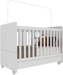 Berço Americano 3 em 1 com Rodízios para Colchão 70 x 130 cm Multimóveis Pimpolho Fg0504b Branco