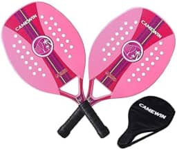 Kit 2 Raquetes Para Beach Tennis Profissional Em Fibra Carbono Com Capas Protetoras - Camewin (Rosa)