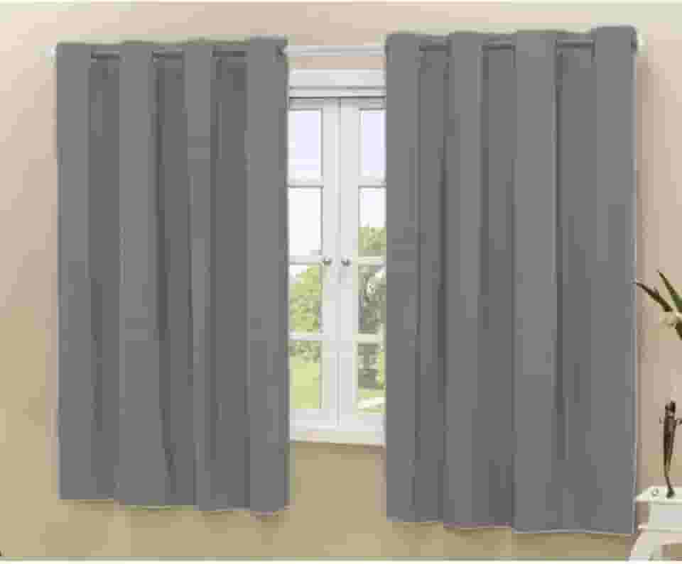 Cortina Blackout 100% Corta Luz Cinza com Película 2,20x1,30m para Sala Quarto Escritório