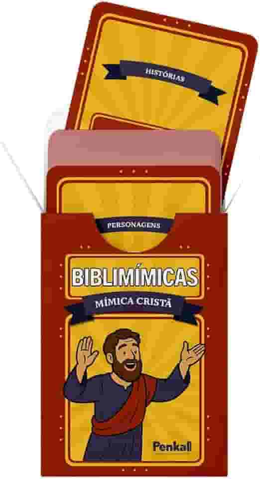 Penkal Biblimímicas, Jogo de Cartas Bíblico Educativo, Vermelho e Amarelo, 50 Cartas, para Família e Jovens, 10+ Anos, Mímicas Cristãs