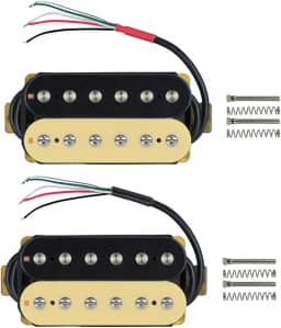 FLEOR Conjunto de captadores Humbucker para guitarra elétrica com bobina dupla de cerâmica e captador de pescoço - Zebra