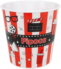 Balde de Pipoca Grande: 3 Litros – Design Vibrante, Reutilizável, Ideal para Festas e Noites de Filme (Vermelho)