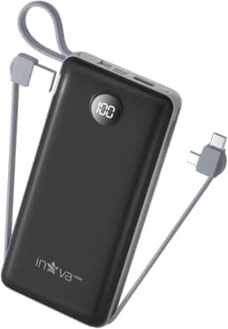 Power Bank, Carregador Portátil de 20000mAh com Carga Rápida, Múltiplas Portas, Design Leve e Proteção Inteligente para Dispositivos iOS e Android/USB/Type-C/Preto/(KV-P204-Preto)