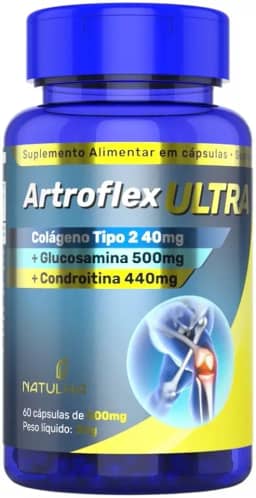 ArtroFlex ULTRA (Glucosamina, Condroitina e Colágeno Tipo 2) 60 cápsulas - Natulha