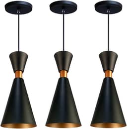 Kit 3 Pendente Lustre Luminária Mini Pequim Preto 24cm