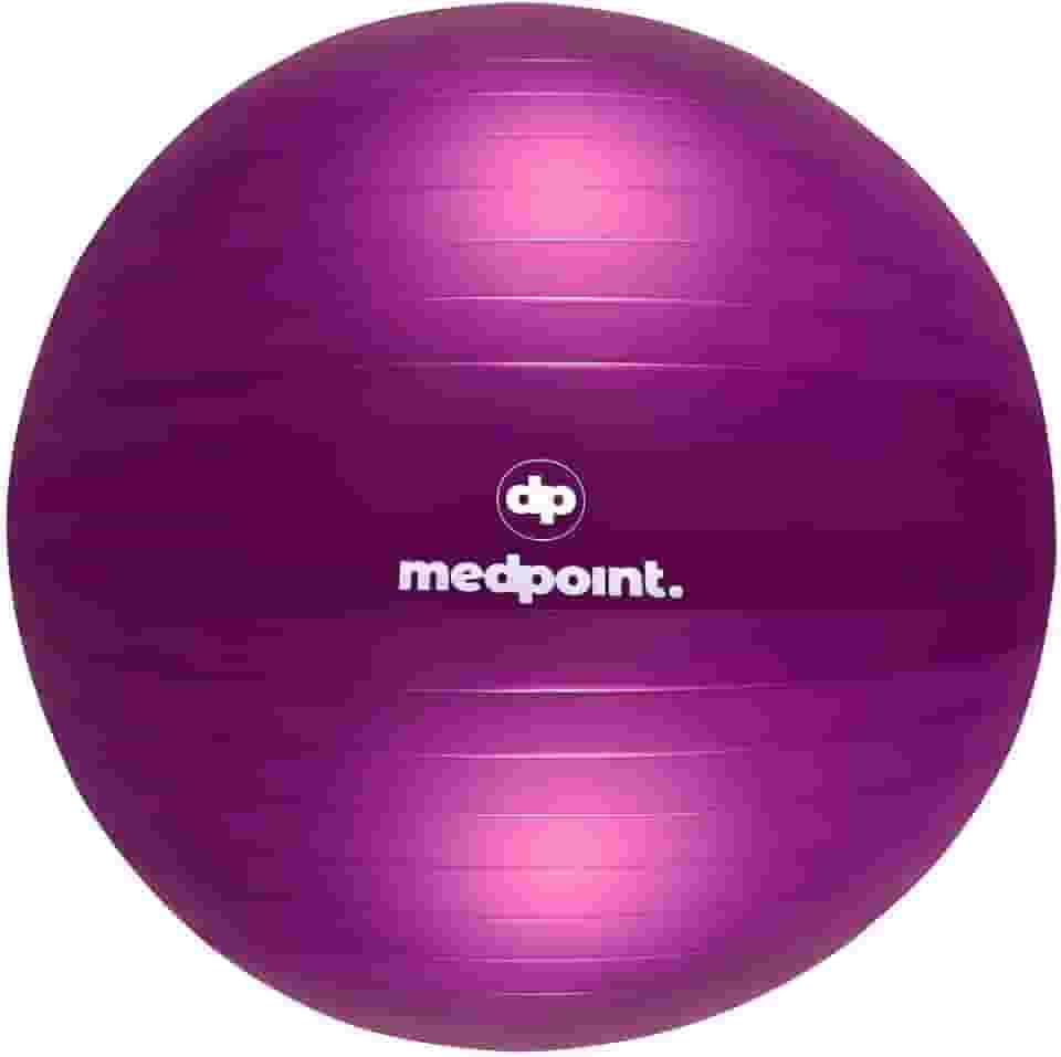 Bola de Pilates 65cm Roxo para Yoga Fitness e Ginástica Suporta até 300kg Ideal para Abdominal e Fisioterapia com Bomba Fortalecimento, Tonificação e Flexibilidade Antiestouro