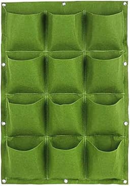 Painel de Jardim Vertical em Feltro com 12 Bolsos | Suporte para Plantas, Hortas e Decoração de Paredes | Cultive Temperos e Plantas na Parede