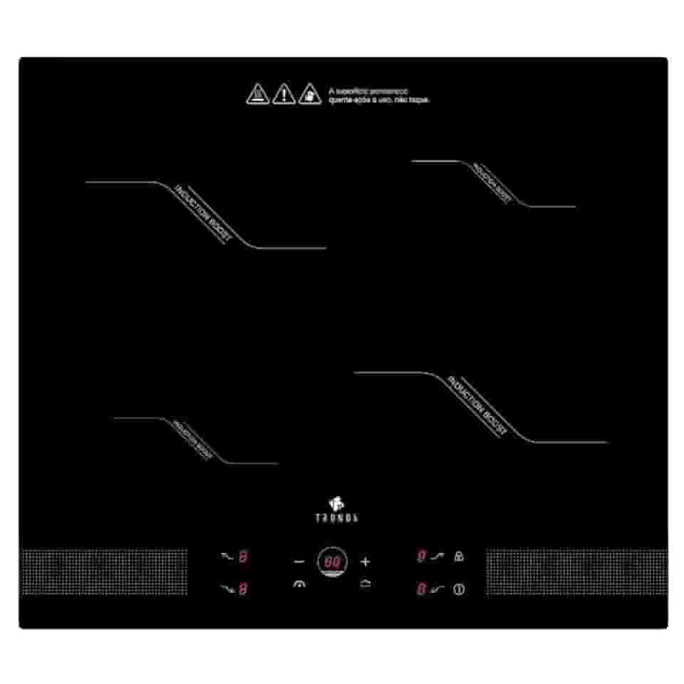 Cooktop 4 Zonas de Indução Tronos IF7010B1 - Mesa Vitrocêramica, Painel Touch com Timer, 9 Níveis e Power Boost - 220V