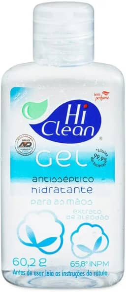 Hi Clean Gel Antisséptico 70% (65 8º Inpm) Extrato De Algodão 60.2G (70 Ml)