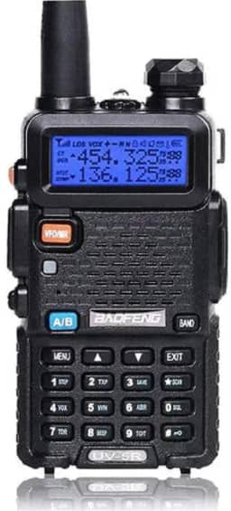 BAOFENG Uv-5R Rádio Bidirecional Banda Dupla 144-148/420-450Mhz Walkie Talkie 1800Mah Bateria de Íon-Lítio (Preta)