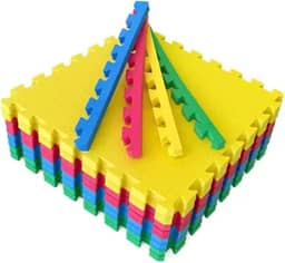 Kit 12 Tapetes Tatames Coloridos Eva 50 X 50 X 1cm 10mm C/ Borda