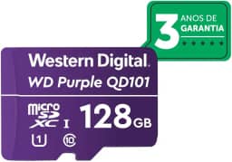 Cartão de Memória Com 3 anos de Garantia Micro SD 128GB WD Purple Intelbras