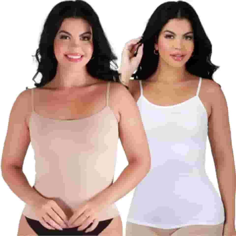 Kit 2 Regatas Alça Fina Feminina Camiseta Segunda Pele Anágua Underwear Conforto Não Marca