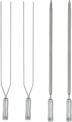 Kit 4 Espetos Universais para Churrasco - 2 Espetos Duplos, 2 Espetos Espadas - 100% Inox Maciço, 67cm