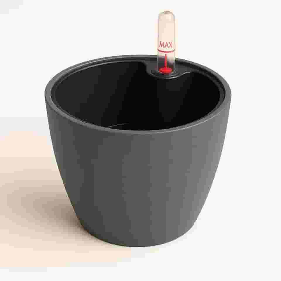 Vaso Autoirrigável com Medidor de Nível de Água 15cm - CINZA