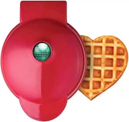 Mini Máquina de Waffle Formato Coração Elétrica p/Café da Manhã 110V (Vermelho)