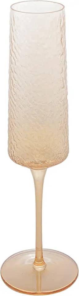 LYOR - Taça de Champagne de Cristal Ecológico Martelado Petra Âmbar Metalizado 300ml