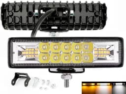 Farol De Milha Barra Aux 48w Led Branco Frio + Ambar Guincho Moto Carro Neblina C/ 3 Modos - Strobo/Pisca