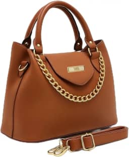 Bolsa Feminina Com Alça de Mão e Ombro Reajustável e Com Bolso Externo + Detalhe em Corrente