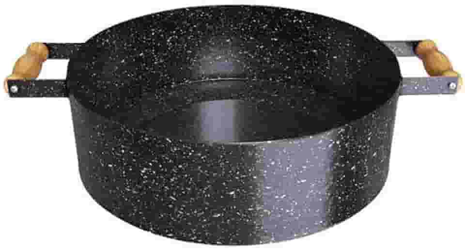 Caçarola Esmaltada 5L Panela para Fogão a Lenha 30cm Fogareiro com Alças de Madeira Qualinox