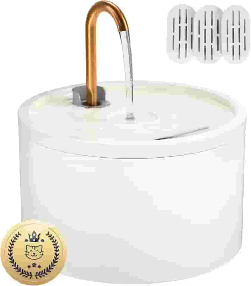 Bebedouro De Cerâmica Para Gatos, 2,1 L/71 Oz, Automático Interno Com Bomba Ultrassilenciosa, Filtro E Esponja (Branco)