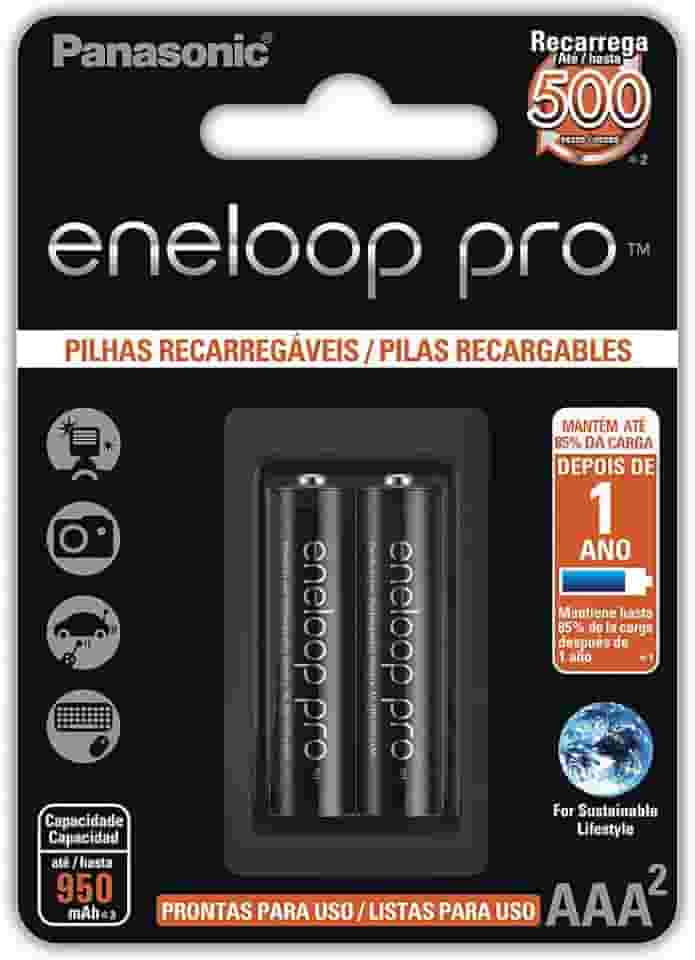 Pilha Recarregável PRO AAA, Eneloop, BK-4HCDE/2BB, Azul