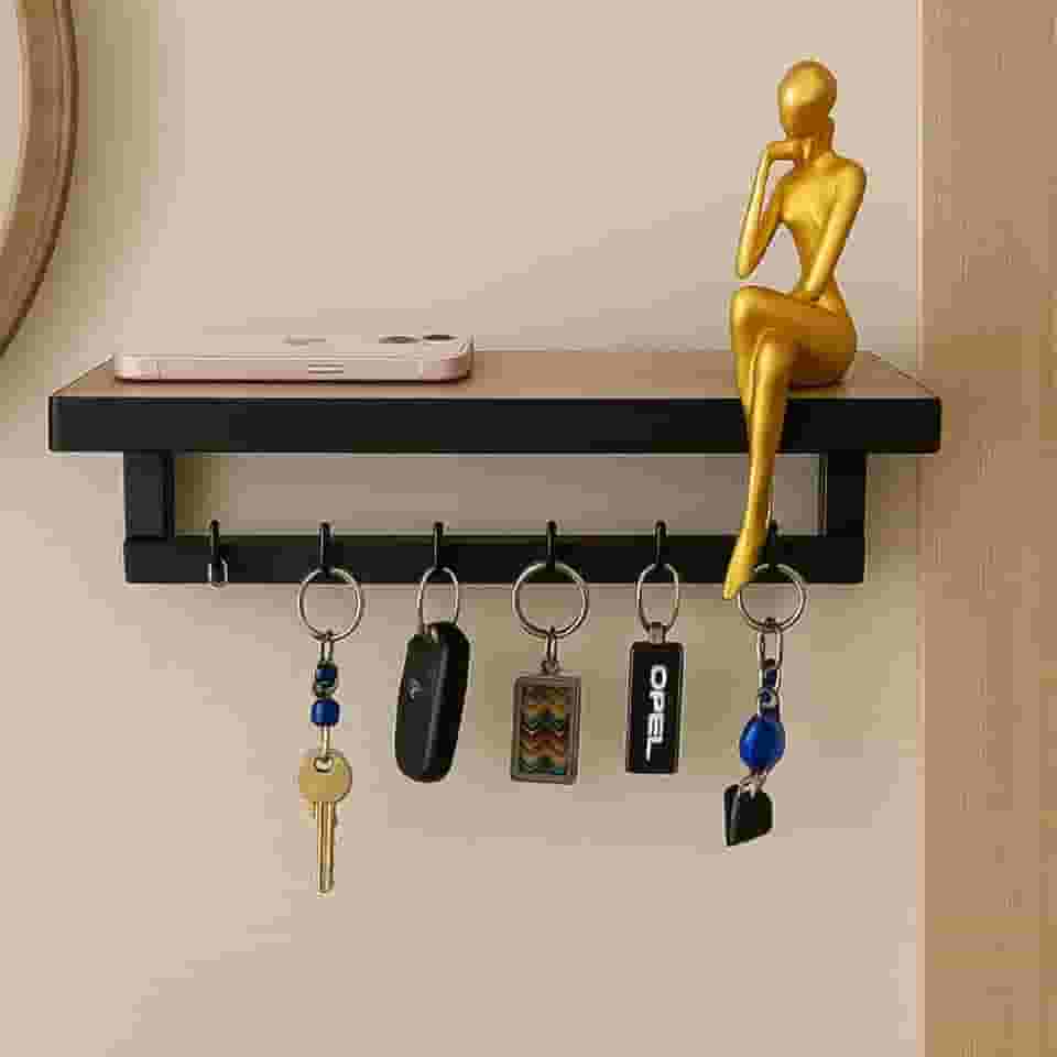 Porta Chaves Strassis Design SD-3506 Metal e MDF Cor: Preto