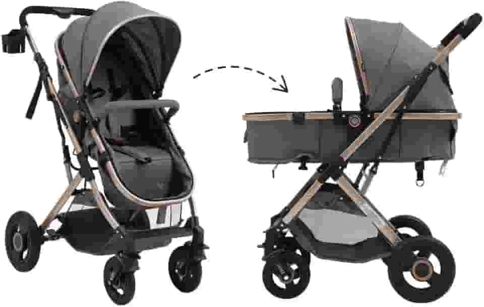 Carrinho Passeio Bebê Moisés Reversível Elysian Maxi Baby (Cinza)