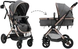 Carrinho Passeio Bebê Moisés Reversível Elysian Maxi Baby (Cinza)