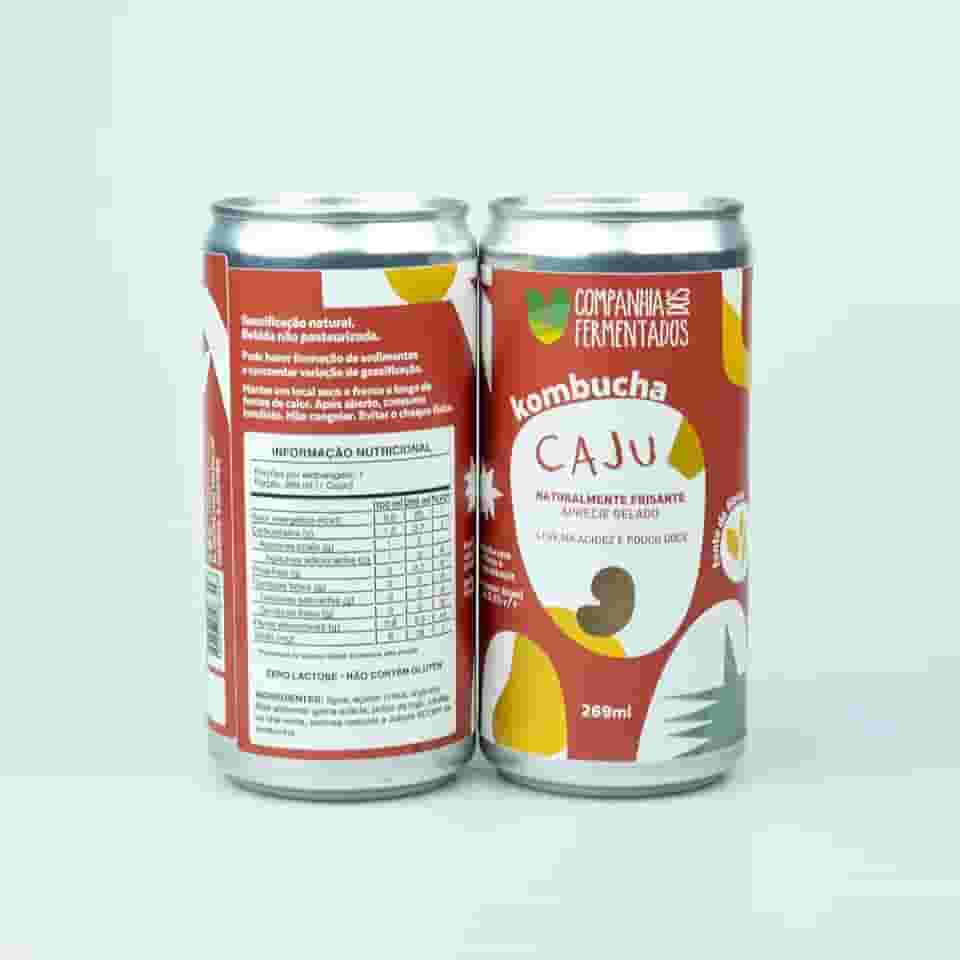 Kombucha de caju; gaseificação natural/lata 269 ml