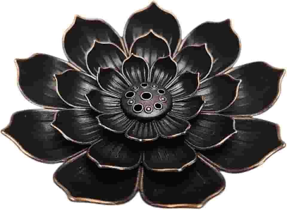 Incensario Vareta, Flor de Lotus de Metal, Queimador de Incenso, Porta Incenso (Cobre)