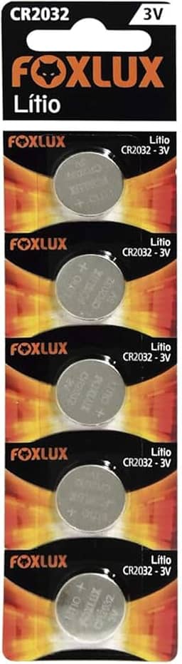 Foxlux Bateria de Lítio 3V CR2032 - Blister com 5 Unidades