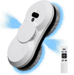 Robô limpador de janela com limpeza automática de vidro de água 5600PA ultrassônico, limpador automático inteligente, aspirador de pó de janela com controle remoto (preto bidirecional)