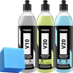 Kit Polimento V10 Polidor Corte V20 Refino V30 Lustrador Verniz Macio Vonixx
