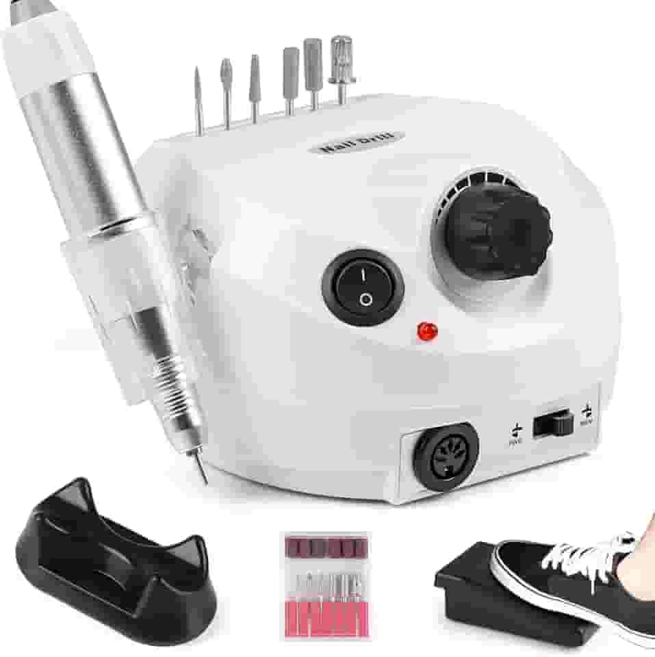 Lixadeira de Unha, Mini Lixa de Unha Eletrica, Lixa Eletrica para Unhas, Lixadeira Motor Elétrica Unha Profissional, com Pedal para Unhas Nail Drill Profissional, Bivolt 110 V - 220 V
