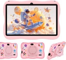 Tablet Infantil com Capa Protetora Espacial – Wi-Fi 2.4G, Compatível com YouTube, Acompanha Caneta, Escolha entre Rosa ou Azul (Carregador Exclusivo Incluso)