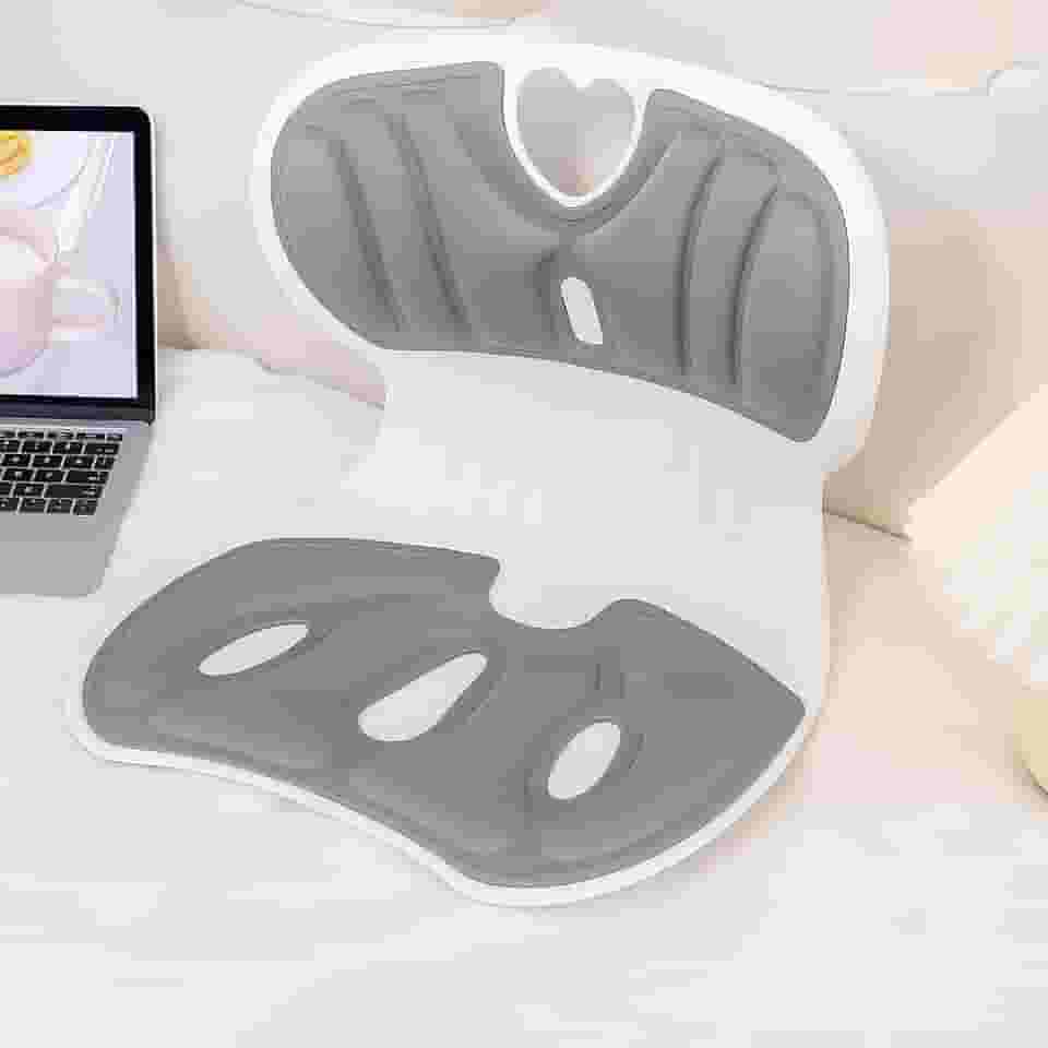 Assento Ergonômico para Cadeira com Apoio Lombar e Alívio de Dor no Cóccix, Almofada Ortopédica para Postura Correta, Espuma Premium de Alta Densidade, Uso em Escritório, Casa ou Carro (Cinza)