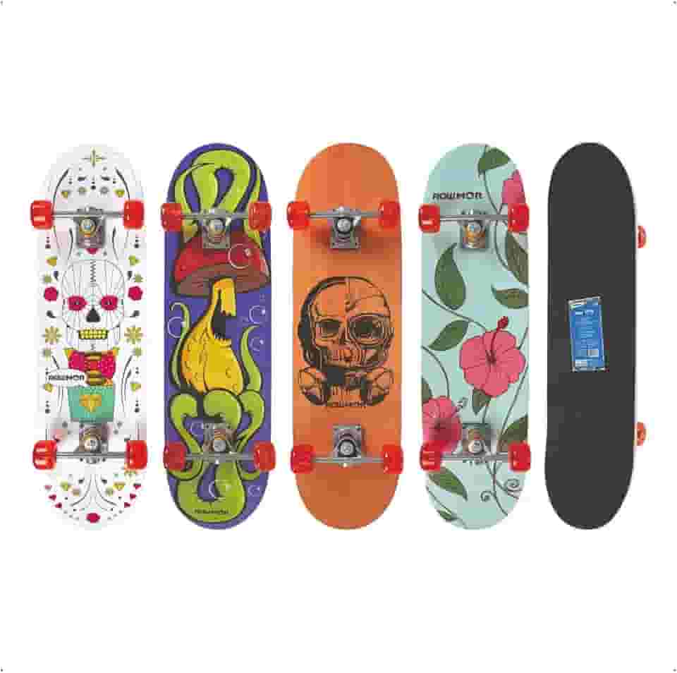 Skate Iniciante 79cm x 20cm, Cores Sortidas, Shape Resistente em Maple, Suporta até 100kg,Truck de Alumínio, Rodas PU 50mm