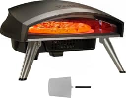 VEXON Forno de pizza a gás externo de 40,6 cm, máquina de pizza portátil a propano com pedra giratória, tempo de cozimento dos anos 60, termostato e mangueira embutidos – quintal, pátio, acampamento