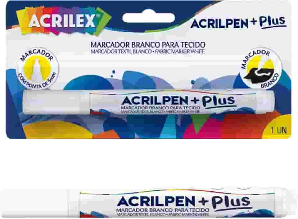 Caneta para Tecido, Acrilex, Branco, Acrilpen Plus