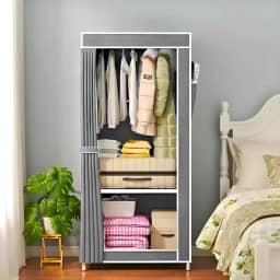 ManiaCompleta - Guarda Roupa Solteiro Dobrável, Armário Organizador, Multiuso para Roupas e Sapatos - Cinza