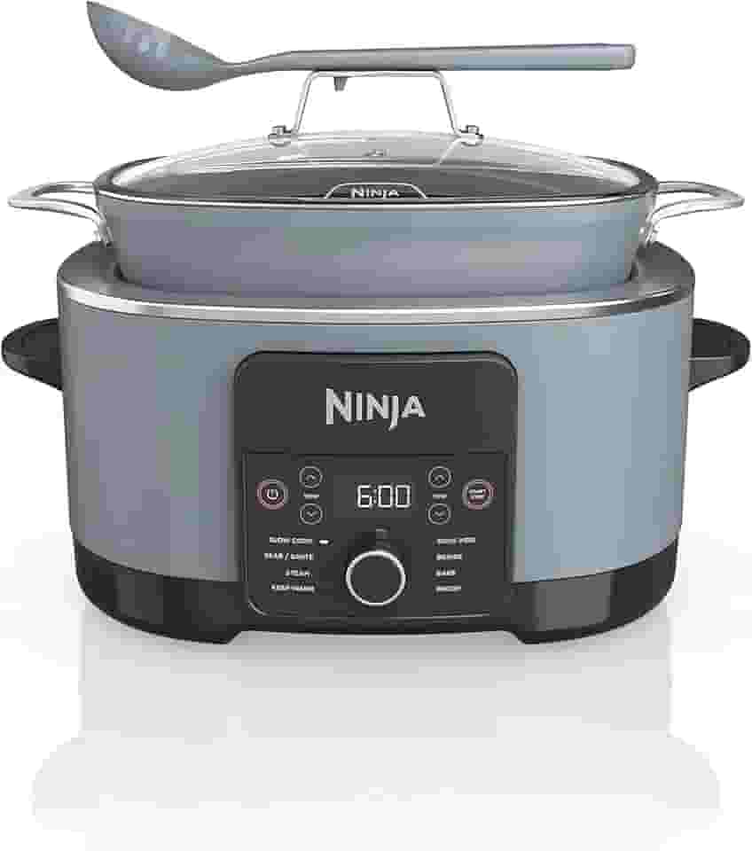 Ninja MC1001 Foodi PossibleCooker PRO 8.5 Quart Multi-Cooker, with 8-in-1 Slow Cooker, Dutch Oven, Steamer & More, Glass Lid & Integrated Spoon, Nonstick, Oven Safe Pot to 500°F, Sea Salt Gray