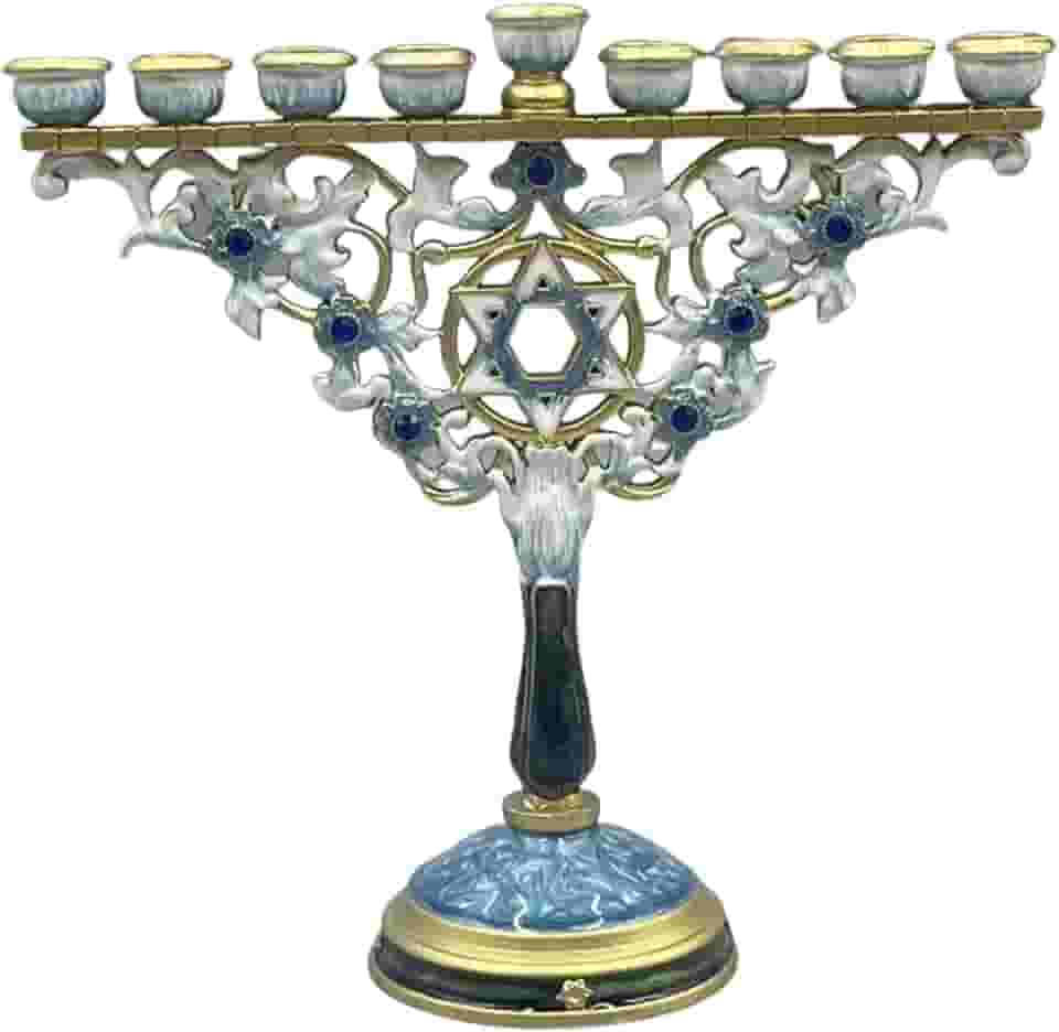 Candelabro de Metal Menorá de 9 Braços, 18 X 16 Cm, Decoração de Chanucá