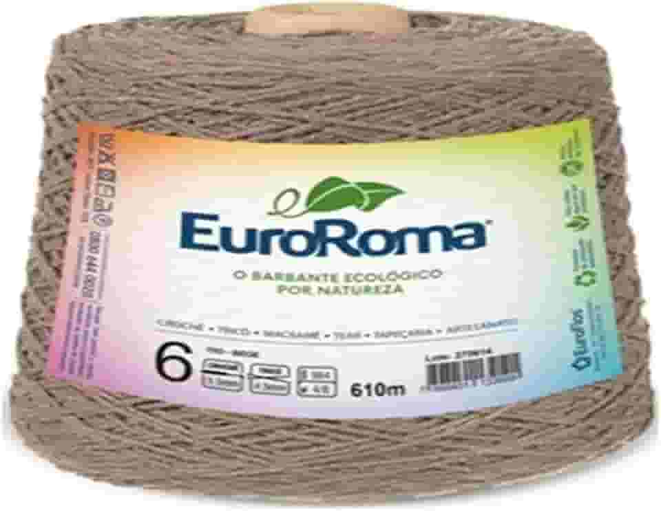 Barbante Colorido, Euroroma, 600 g, Bege, 4/6 Fios, Rolo de 610 Metros