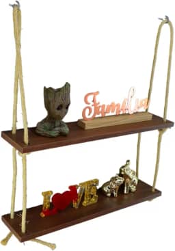 Prateleiras Madeira Pinnus Com Corda Sisal C/2 Sala 55x12cm (Marrom)