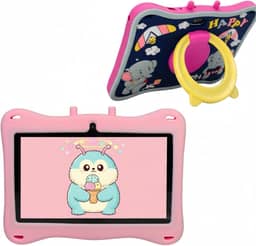 Tablet Infantil E13 Tela 7" 12GB + 2GB RAM, Wi-Fi, Bluetooth e 5G com Case Silicone, Canetinha Touch e Alça de Transporte (Rosa)